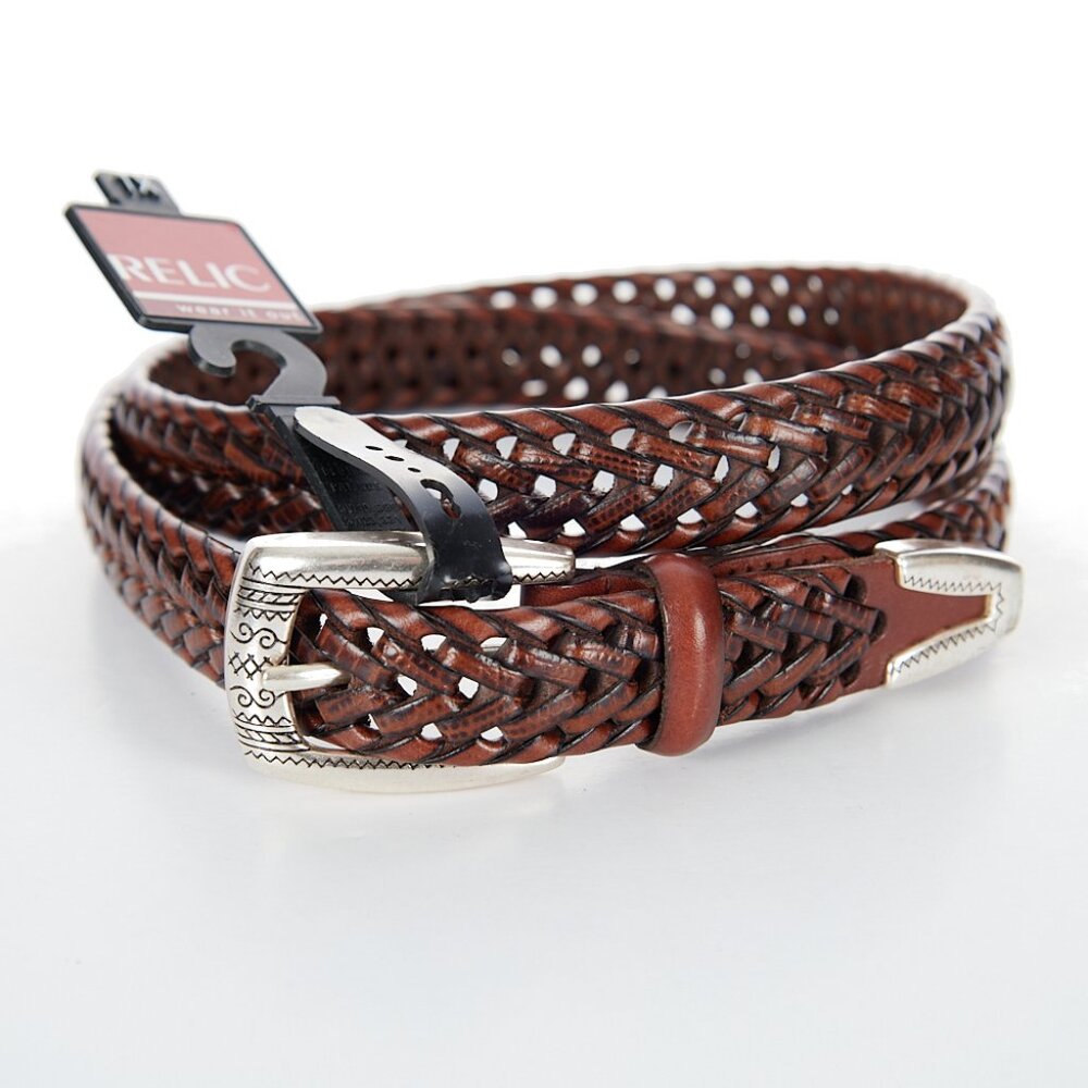 Relic Brown Braided Leather Belt NEW Size 1X